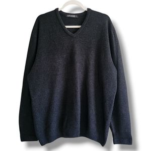 Native World New Zealand Men's Possum Merino Wool Silk Blend V-Neck‎ Sweater L